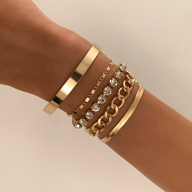 Set of 5 Gold-Toned Chain Bracelets