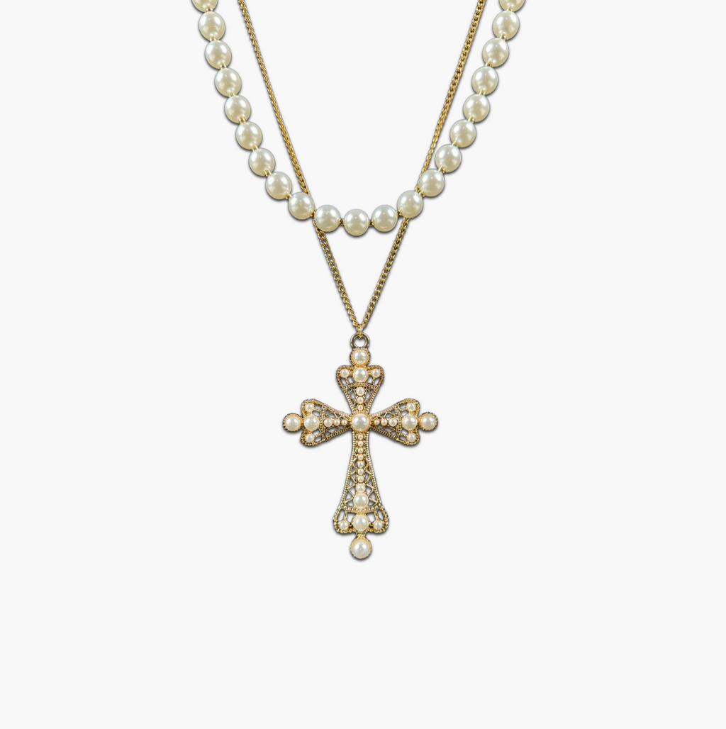 Pearls Necklace Gold Conjunto