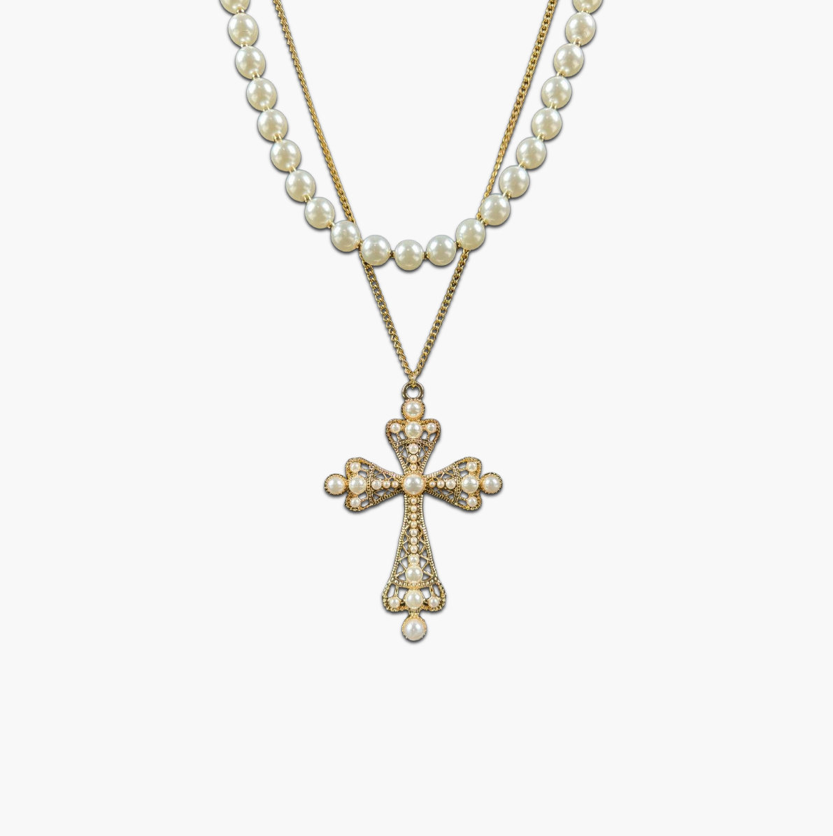 Pearls Necklace Gold Conjunto