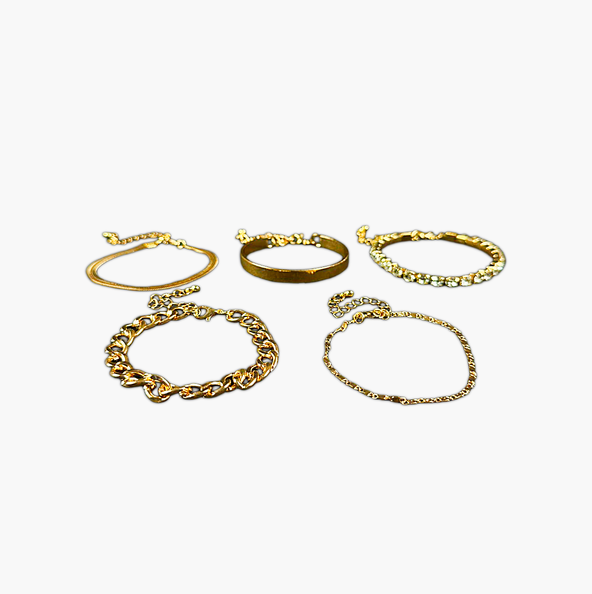 Set of 5 Gold-Toned Chain Bracelets